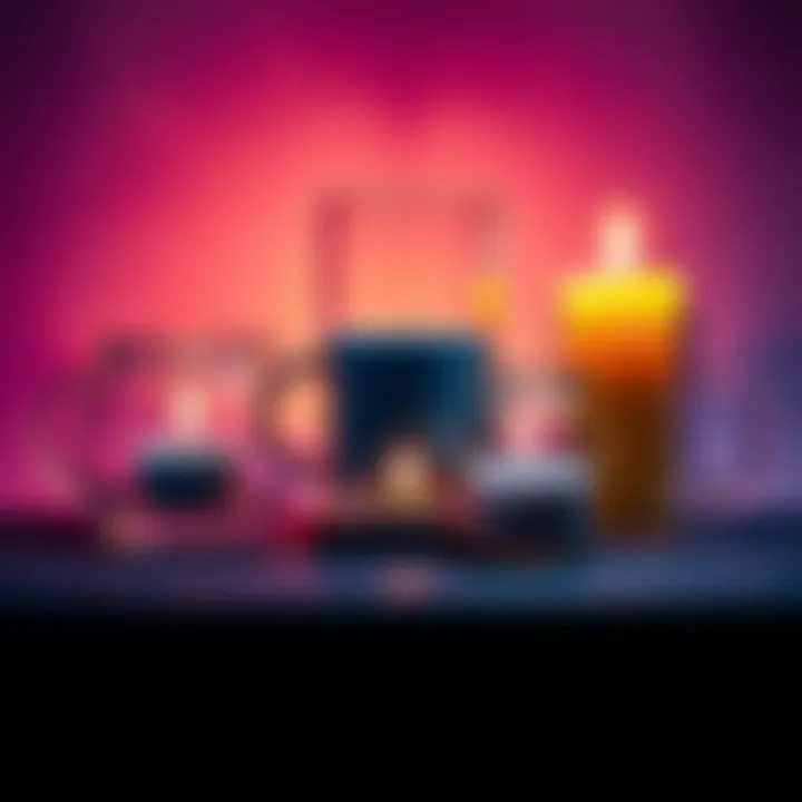 A collection of household items like a mug, glass, and jar holding candles safely