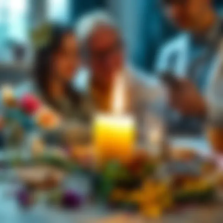 Candle Spell for Healing A glowing candle surrounded by herbs and crystals, symbolizing a health spell for a sick sister, with a caring doctor in the background looking supportive.