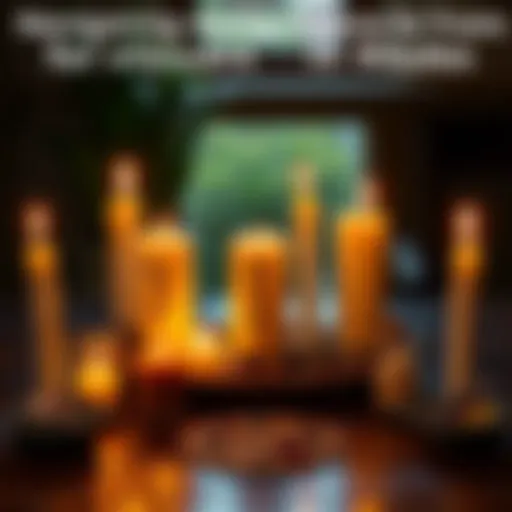 A table with several lit candles surrounded by herbs and crystals, illustrating a spiritual ritual setup. The focus is on the names written on the candles, reflecting the personal choices of a trans i...