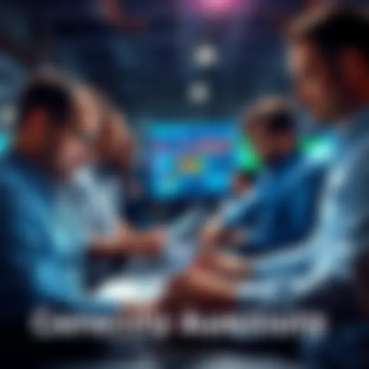 A group of market participants analyzing charts and data on laptops for capacity auctions