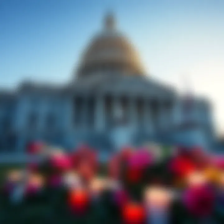 A memorial with flowers and candles outside the Capitol building, honoring Ashli Babbitt.