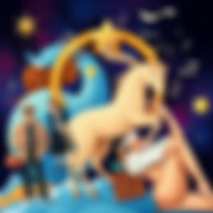 A collage featuring Capricorn symbols, musical notes, and stylish outfits representing personal expression. The background has a starry night sky.