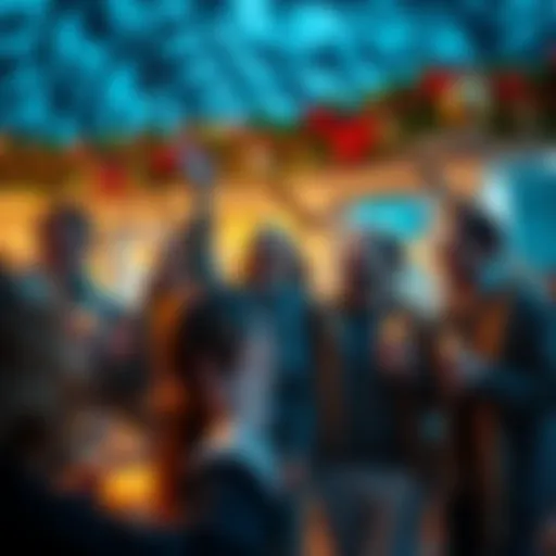 A group of Capricorn people joyfully celebrating together outdoors, surrounded by festive decorations, symbolizing the end of Saturn retrograde, with smiles and laughter.