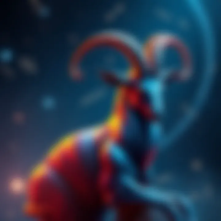 An artistic representation of the Capricorn zodiac sign with stars and constellations in the background, symbolizing astrology and relationships