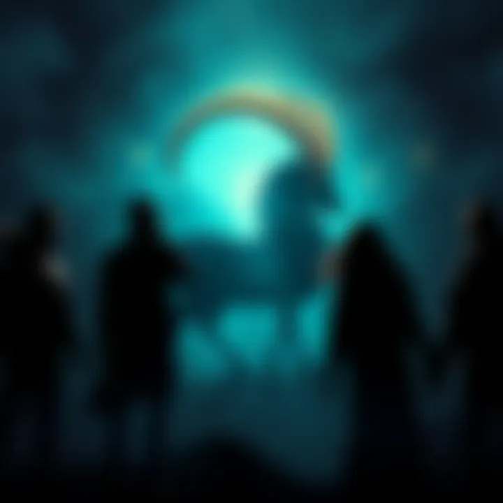 Illustration of the Capricorn zodiac sign surrounded by shadowy figures representing ex-partners