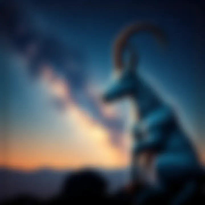 A Capricorn looking thoughtful while gazing at a starry sky, representing their struggles and hopes for the future.