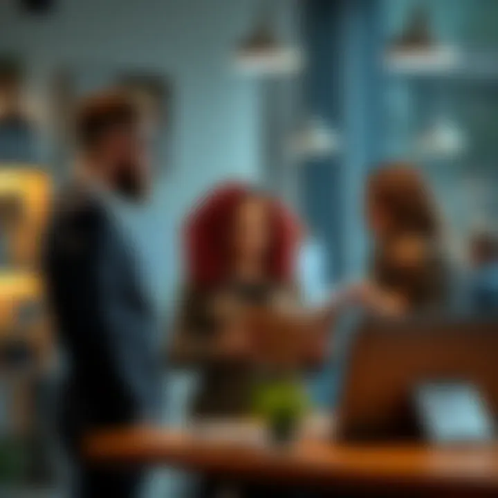 A Capricorn worker discussing strategies with Libra and Scorpio rising managers in an office setting, showcasing collaboration and communication