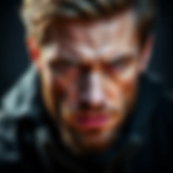 A Capricorn man showing intense emotions, reflecting obsession and possessiveness, with a serious expression and focused eyes.