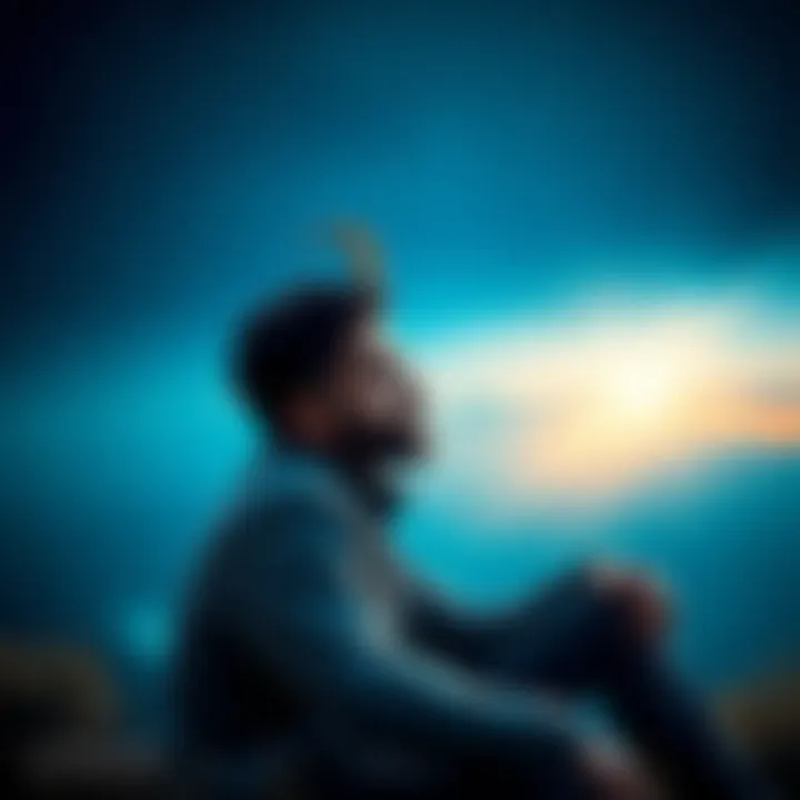 A Capricorn man sitting alone, deep in thought, showing signs of emotional detachment as he gazes into the distance.