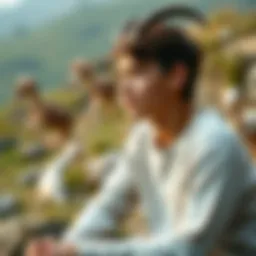 A young Capricorn sitting outdoors, looking thoughtful and hopeful about the future, with a scenic background that symbolizes growth and positivity.