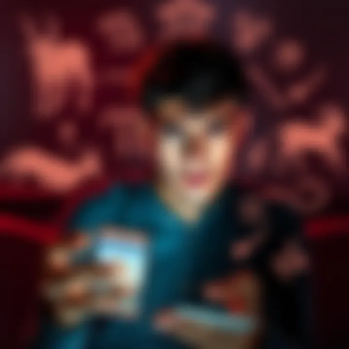 A person looking frustrated while browsing relationship advice on their phone, surrounded by zodiac signs, with a clear focus on Capricorn in the foreground.
