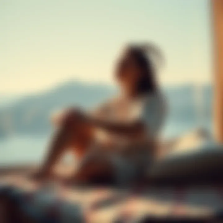 A Capricorn person sitting peacefully in a serene environment, practicing self-care and finding balance in life.