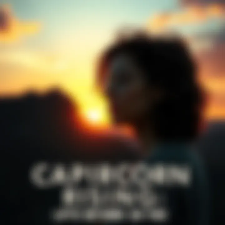 A person in their 30s looking thoughtfully at a sunset, symbolizing growth and change after 30, with Capricorn constellation in the sky.