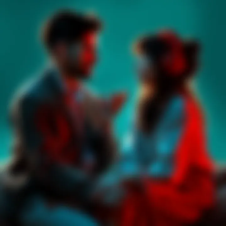 A Capricorn and a Scorpio sit together, engaged in an emotional conversation, showcasing their different approaches to feelings.