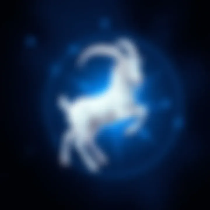 A Capricorn symbol represented by a goat in a starry background, illustrating zodiac traits and emotions.