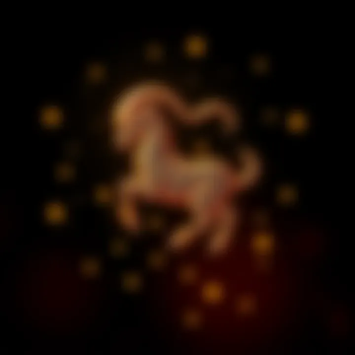 The Capricorn zodiac symbol surrounded by shining stars against a dark background