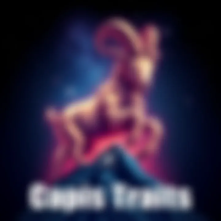 A determined Capricorn symbol represented by a mountain goat, showcasing ambition and strength against a backdrop of stars.