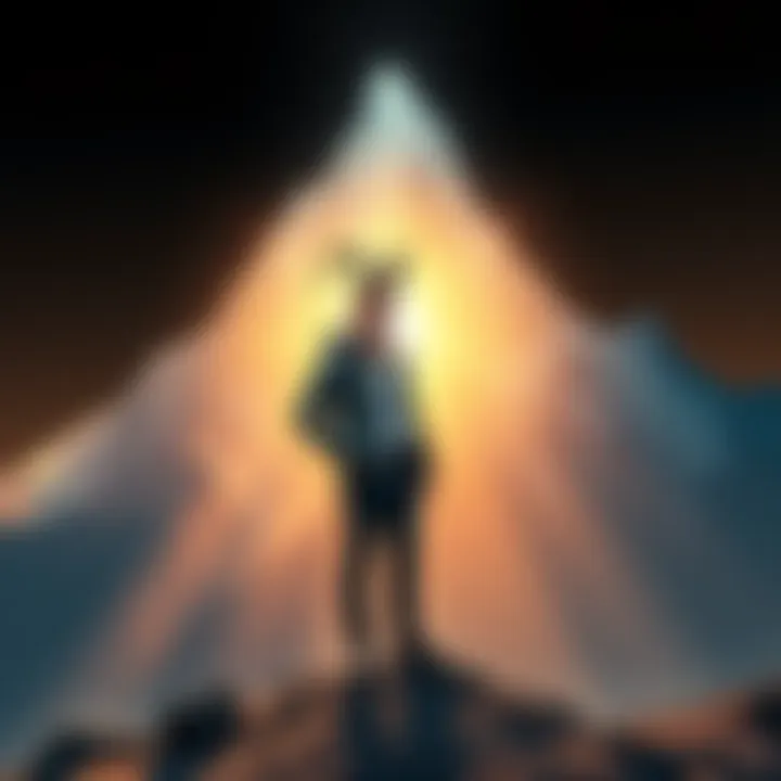 A person representing Capricorn traits such as ambition and determination, standing confidently with a mountain in the background symbolizing goal achievement.