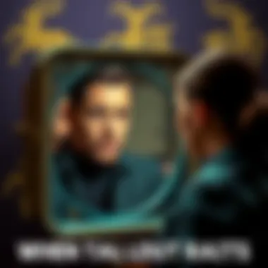 A confident person looking in a mirror, with Capricorn symbols in the background to represent astrological influence.