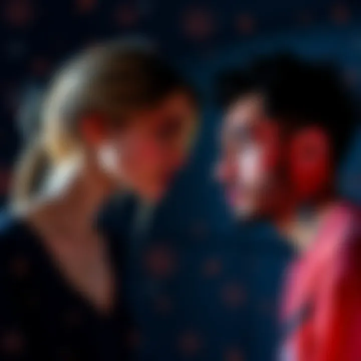 A Capricorn woman and an Aries man looking at each other with curiosity, symbolizing their relationship dynamics.