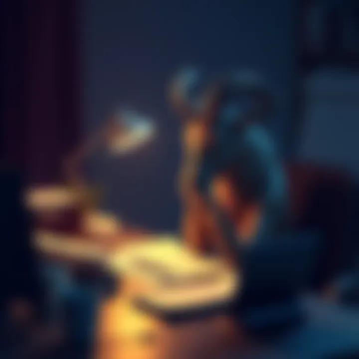 A Capricorn sitting at a desk, looking thoughtful with documents around, symbolizing discomfort about discussing work