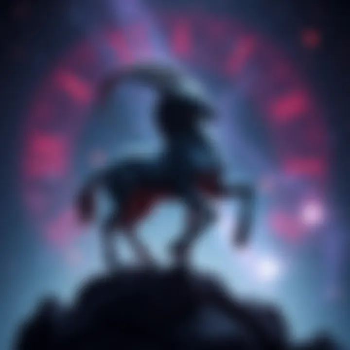 A beautiful depiction of the Capricorn zodiac sign symbol with a starry background, representing emotional connections and love.