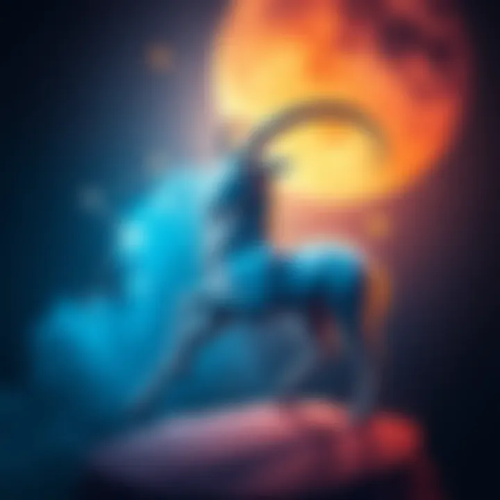 A visual representation of the Capricorn zodiac sign featuring a goat symbol with stars and the Capricorn constellation in the background.