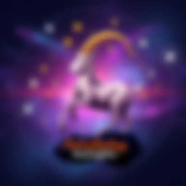 Capricorn Zodiac Sign Illustration An artistic representation of the Capricorn zodiac sign with a goat symbol, surrounded by stars and astrological elements, representing traits and insights for those born under this sign.