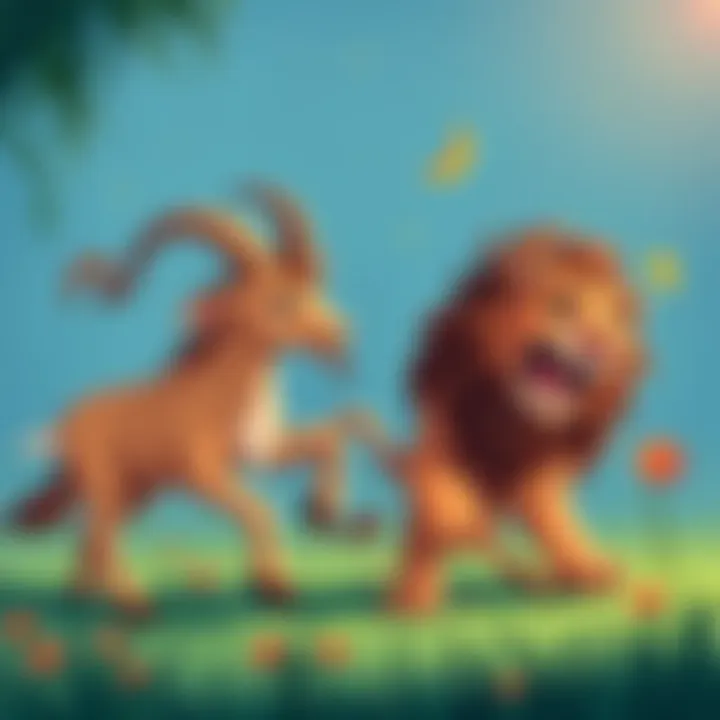 A humorous illustration of a Capricorn and a Leo playfully arguing, showcasing their zodiac traits with a light-hearted touch.