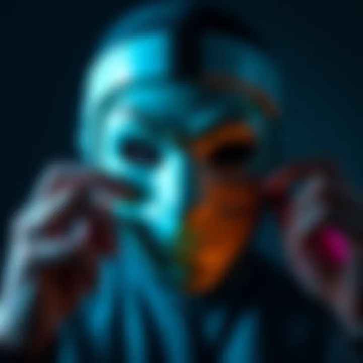 Captain Disillusion analyzing a mask under different lighting conditions to show how light affects perception
