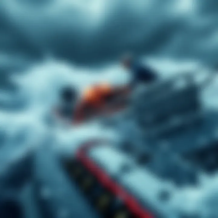 A skilled captain expertly steering a boat through choppy waters during a storm