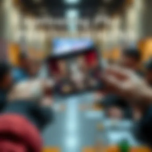 A close-up of a unique photo being examined by hands, showcasing its details and rich colors, with a blurred background of a forum discussion