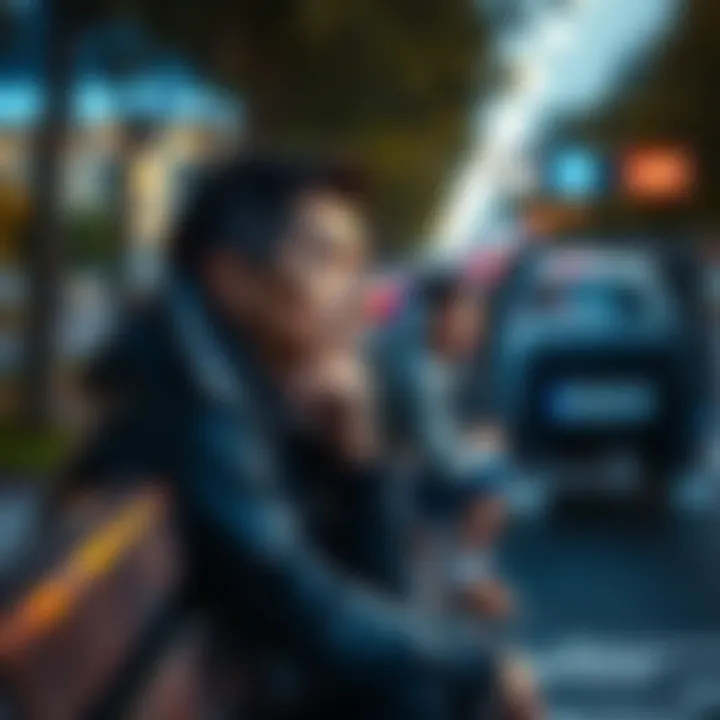 A thoughtful person sitting on a bench, looking contemplative after a car accident, representing changes in health and appearance.