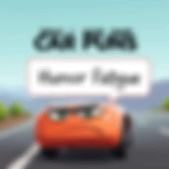 Car with a playful expression A cartoon car with a funny face looking annoyed at a word bubble filled with puns, representing humor fatigue.