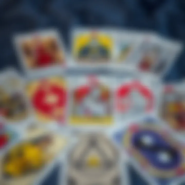A tarot card deck laid out with some cards facing up and others reversed, showcasing different card orientations for enhanced readings.