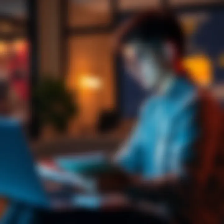 A young person analyzing career options with a laptop and notebook, looking inspired and focused.