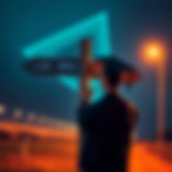 A graduate looking at a crossroads sign pointing to Law, MBA, and UPSC, symbolizing different career paths after BTech.