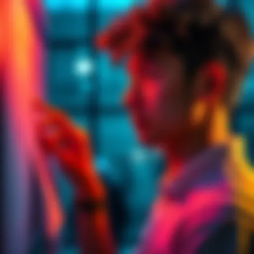 Person considering career options A young adult looking at a career options chart with thoughtful expression