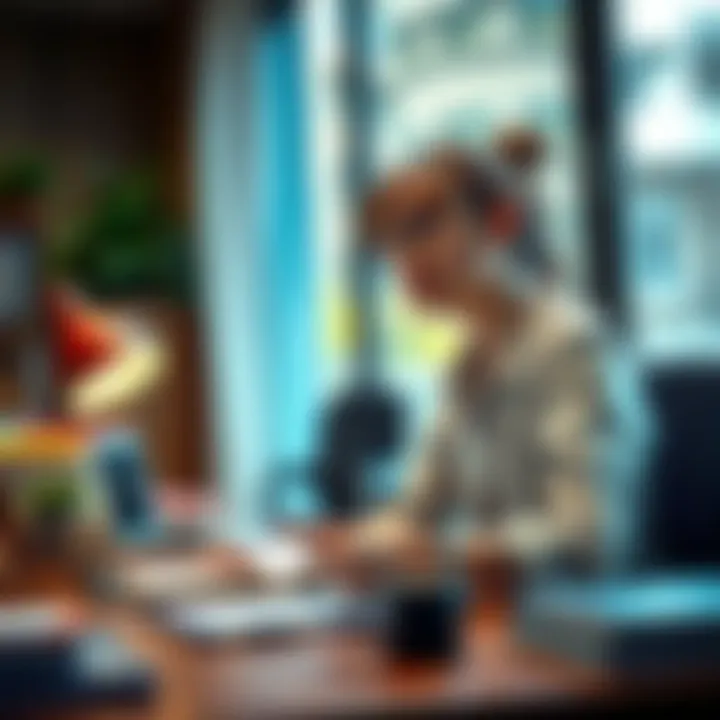 Young woman thinking about career A 19-year-old right-handed woman sits at a desk with a notebook, pondering her career choices and future opportunities.