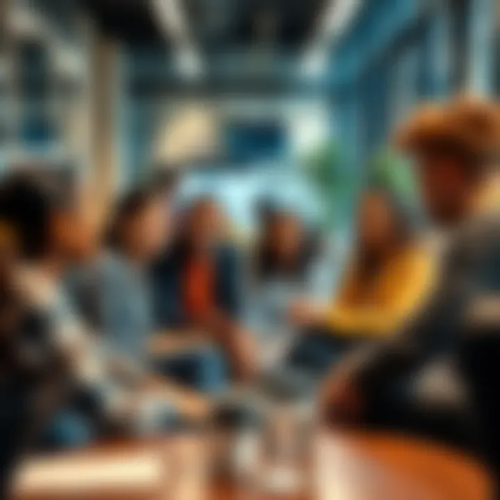 A group of diverse 25-year-olds discussing career options and future plans in a casual setting