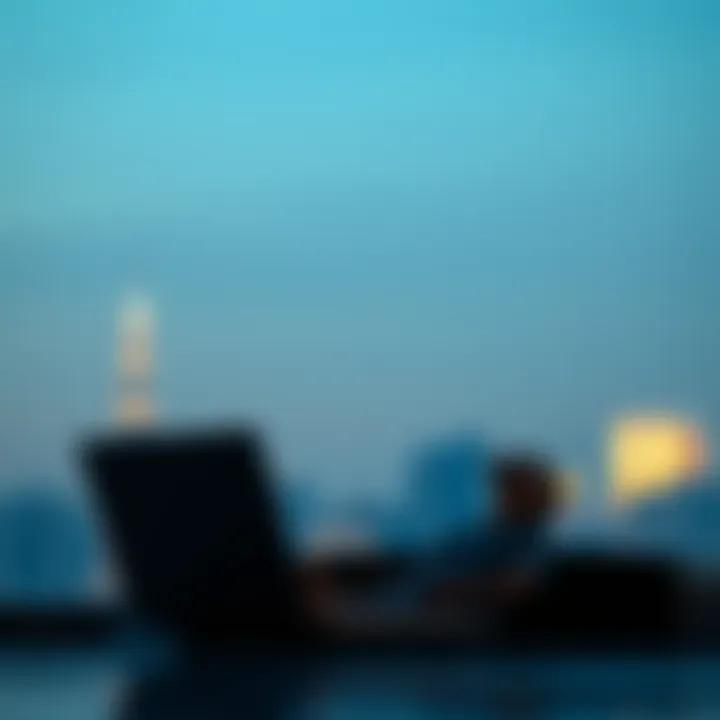 A person meditating with a laptop nearby, symbolizing the balance of career and spirituality.