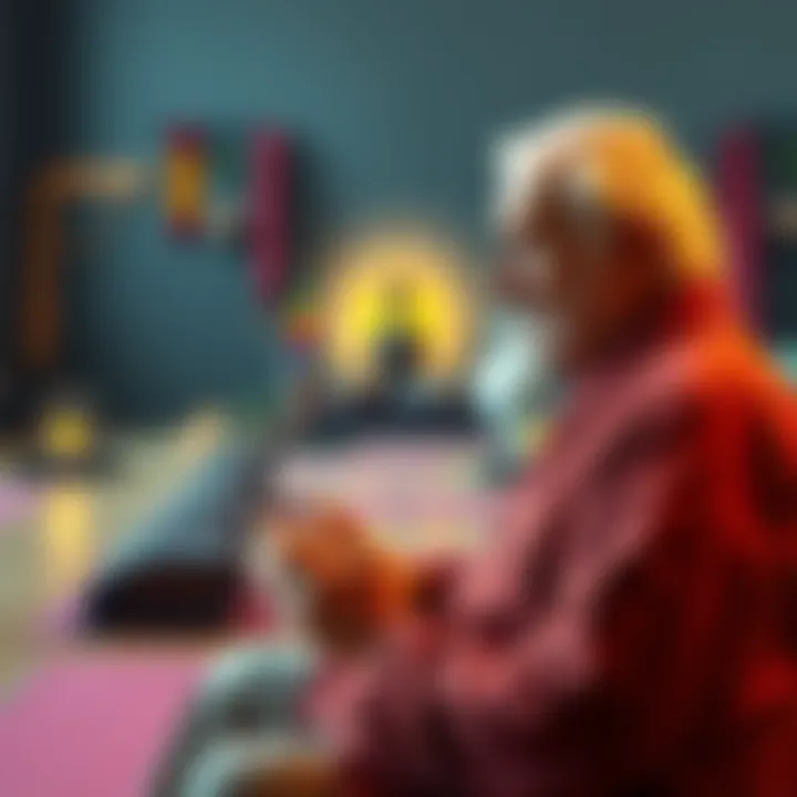 Carl Jung reflecting on the differences between Western and Eastern practices, with yoga mats and spiritual symbols in the background