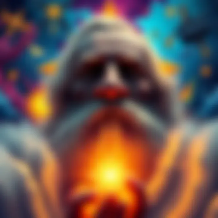 Illustration of Carl Jung reflecting on different symbols of divinity and belief systems