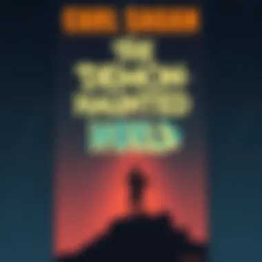 A depiction of the book 'The Demon-Haunted World' by Carl Sagan, featuring a dark sky with stars and a silhouette of a person thinking critically about science.