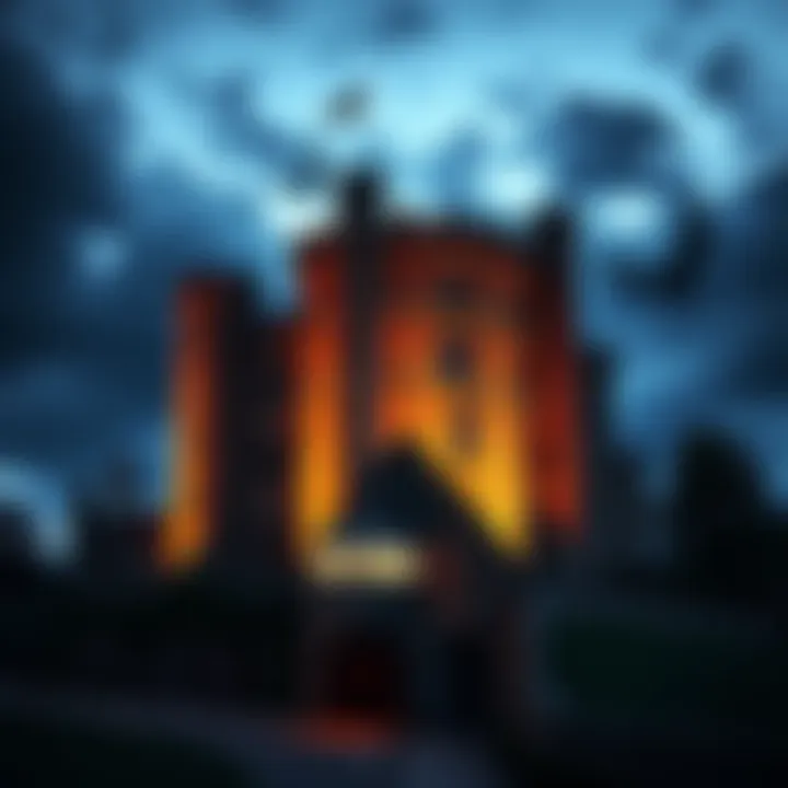 View of Carlisle Castle with a dark sky and hints of ghostly presence around it