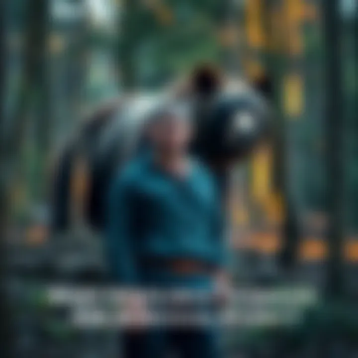 Casey Hathaway standing in the North Carolina woods with a bear in the background, highlighting his survival story.