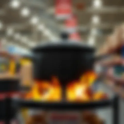 Cast Iron Cauldron at Costco 6-quart cast iron cauldron with a lid displayed in a Costco store in Ontario