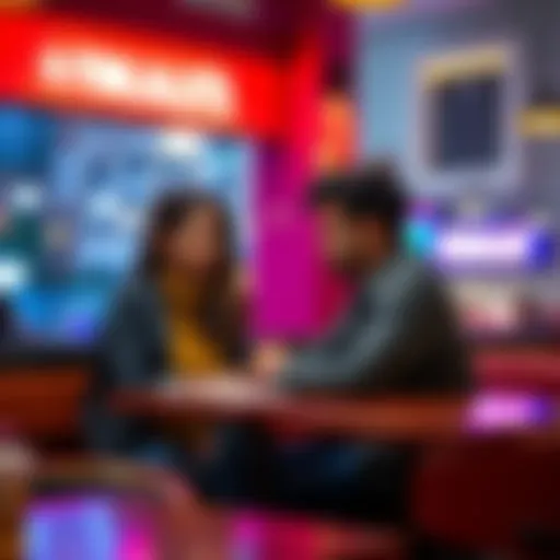 A couple sitting at a café, discussing their relationship status with concerned expressions