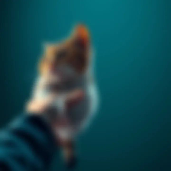 A person reaching out to a cat that is turning its head and avoiding eye contact