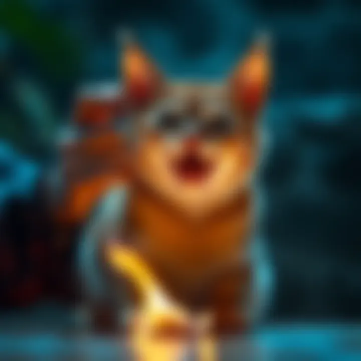 A cat hissing unexpectedly while a person performs a protection spell, showing concern and surprise in the atmosphere.